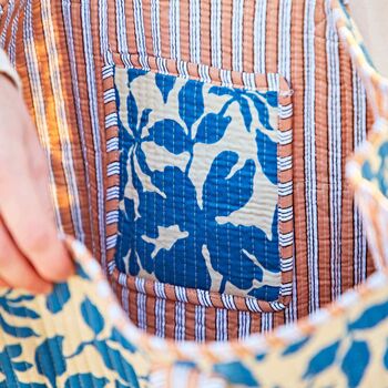 Reversible Blue Leaf Print Quilted Cotton Tote Bag, 2 of 3