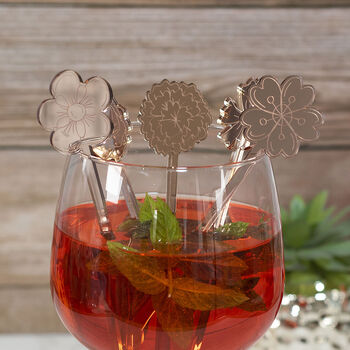 Set Of Five Flower Acrylic Cocktail Drink Stirrers, 3 of 4