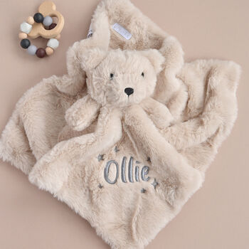 Personalised Teddy Bear Comforter Newborn Baby Gift, 5 of 8