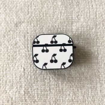 Black And White Cherries And Hearts Air Pods Case, 2 of 5