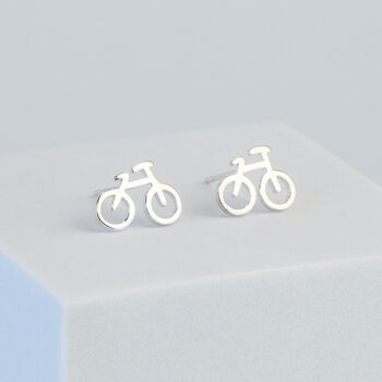 Sterling Silver Bicycle Stud Earrings, 2 of 6