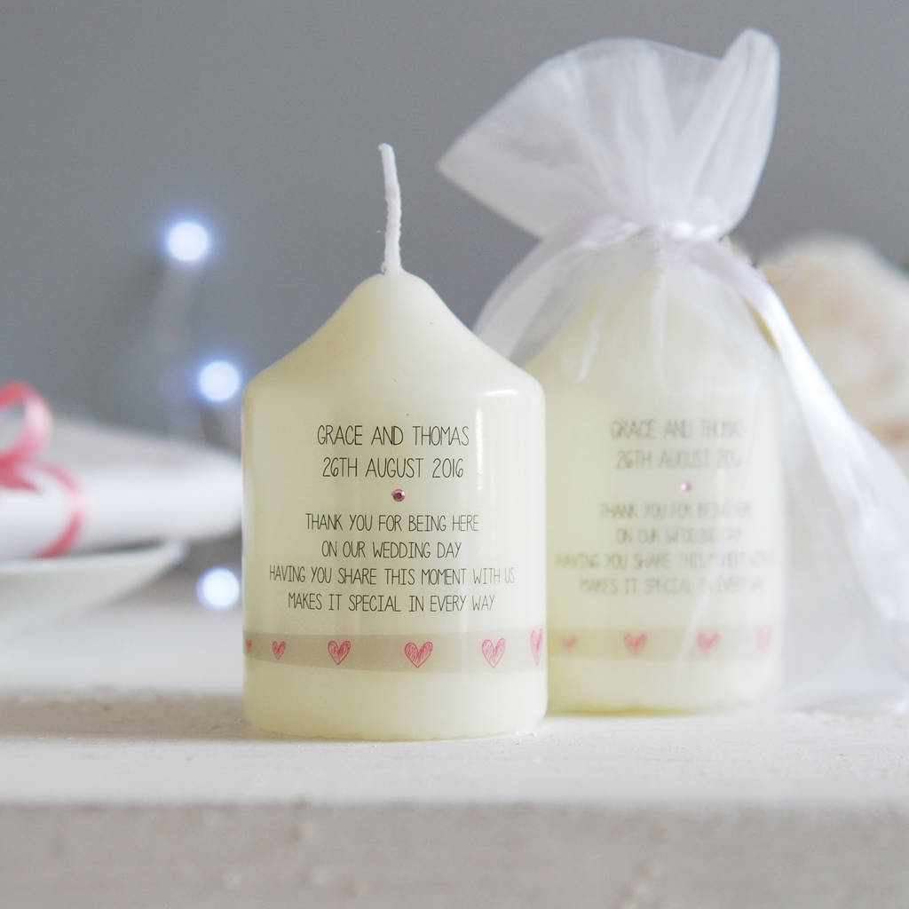 Two Personalised Wedding Favour Candles By A Touch Of Verse