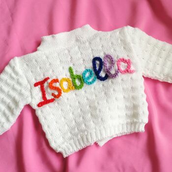 Rainbow Baby Name Personalised Cardigan, 3 of 11