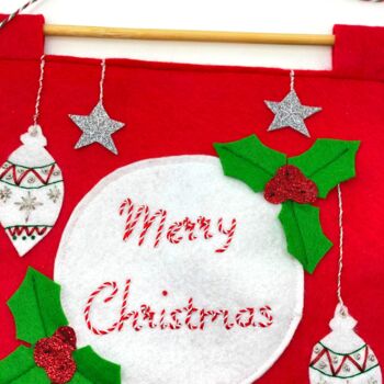 Merry Christmas Banner Kit Christmas Embroidery Kit, 7 of 11