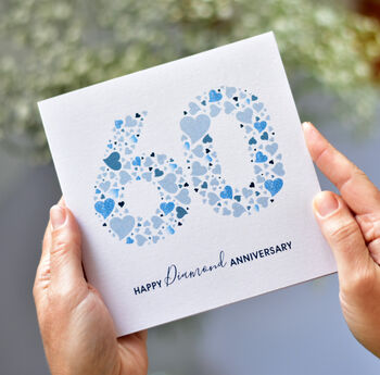 Personalised Love Hearts Diamond 60th Anniversary Card, 3 of 4