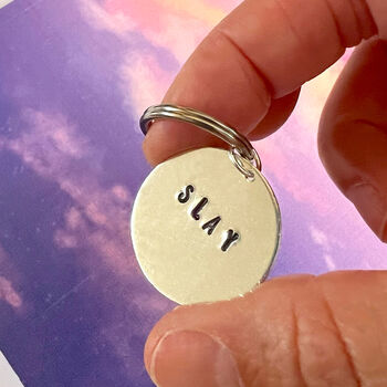 Slay Keyring Hand Stamped Gift, 2 of 4