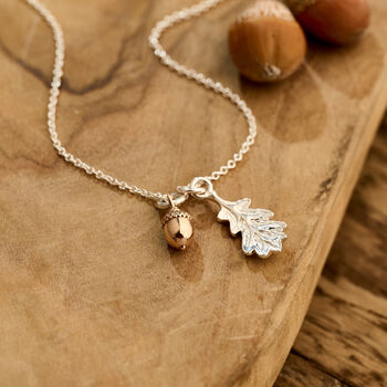 Little Acorn And Oak Leaf Silver Or Gold Necklace, 5 of 7