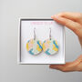 Mosaic Wooden Drop Earrings, thumbnail 1 of 8