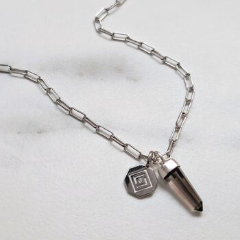 The En Pointe Duo Smokey Quartz Necklace, Silver, 5 of 8