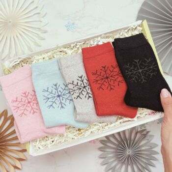 Christmas Sock Gift Box – Five Luxury Festive Pairs For Her, 2 of 6