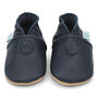 Dotty Fish Plain Navy Soft Leather Baby Shoes With Barefoot Soles, thumbnail 6 of 8
