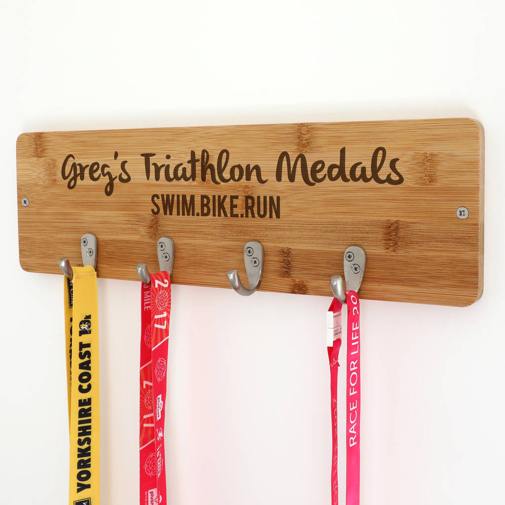 Origin Personalised Woman Lady Female Girl Triathlon Themed Acrylic Medal Holder//Hanger 29 cm Size Display