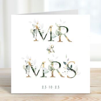 Personalised Mr And Mrs Botanical Wedding Card, 2 of 2