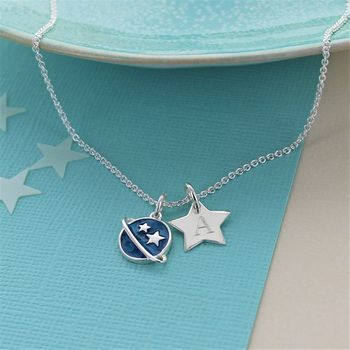 Planet And Personalised Star Charm Necklace, 2 of 3