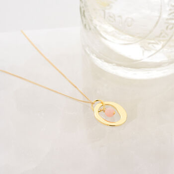 Halo Birthstone Necklace Pink Opal October, 5 of 6