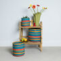 Kamata: Teal, Gold And Red Stripe Woven Storage Basket, thumbnail 1 of 6