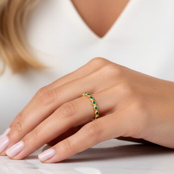 Women's Emerald Green Birthstone Ring — Art Deco Design, 4 of 5