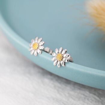 Sweet Daisy Flower Stud Earrings In Sterling Silver, 3 of 12