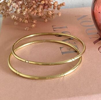 Handcrafted Brass Bangle With Markings, 3 of 3