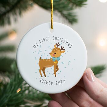 Personalised 1st Christmas Deer Decoration, 2 of 7