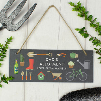 Personalised Gardener's Hanging Slate Plaque Wall Sign, 3 of 6