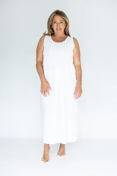 White Sleeveless Cotton Nightdress Lizzie, 3 of 8