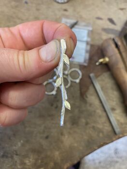 Silver Willow Pendant With Gold Leaves, 6 of 8