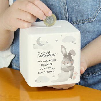 Personalised Baby Bunny Money Box, 5 of 7