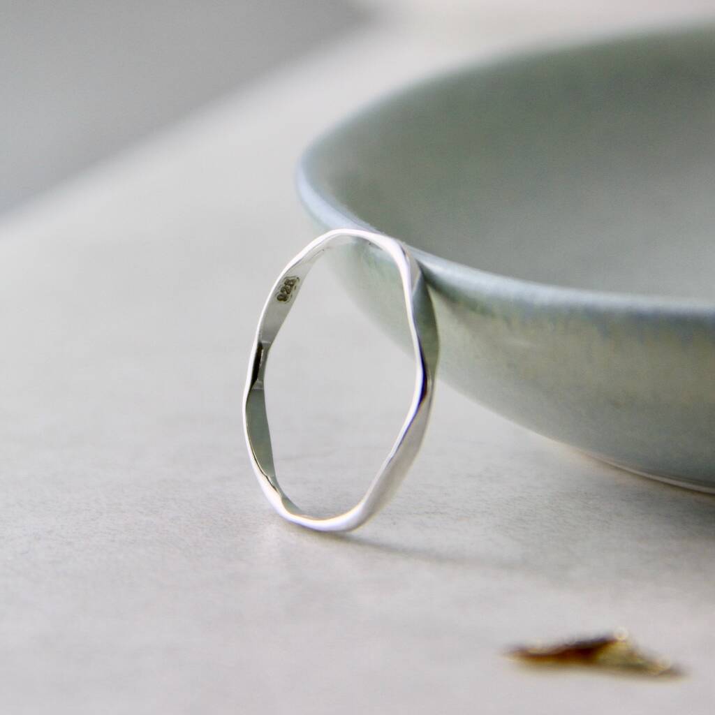 Skinny Faceted Sterling Silver Ring, 1 of 9