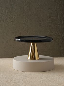 White Marble Serving Stand With Brass Cone Base, 5 of 5
