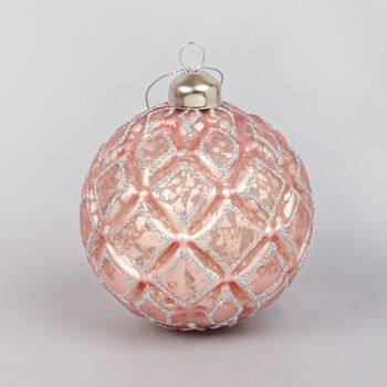 G Decor Set Of Four Glass Light Pink Christmas Baubles, 2 of 5