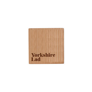 Up North 'Yorkshire Lad' Square Oak Coaster | Homeware | Tableware | Home Decor, 2 of 2