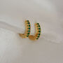 Emerald Green Huggie Hoop Earrings, thumbnail 4 of 8