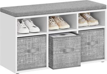 Shoe Bench With Cushion Storage Cabinet, 6 of 6