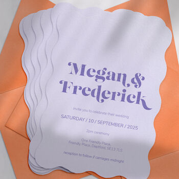 Notting Hill Bright Wavy Modern Wedding Invitation, 5 of 9