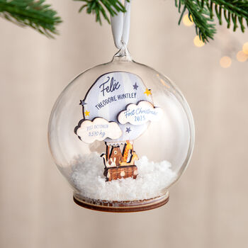 Hot Air Balloon First Christmas Baby Details Bauble, 6 of 10
