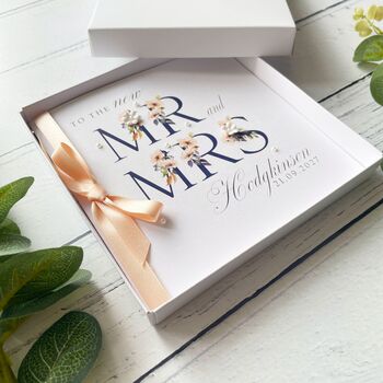 Handmade And Personalised Navy Floral Wedding Card, 6 of 6