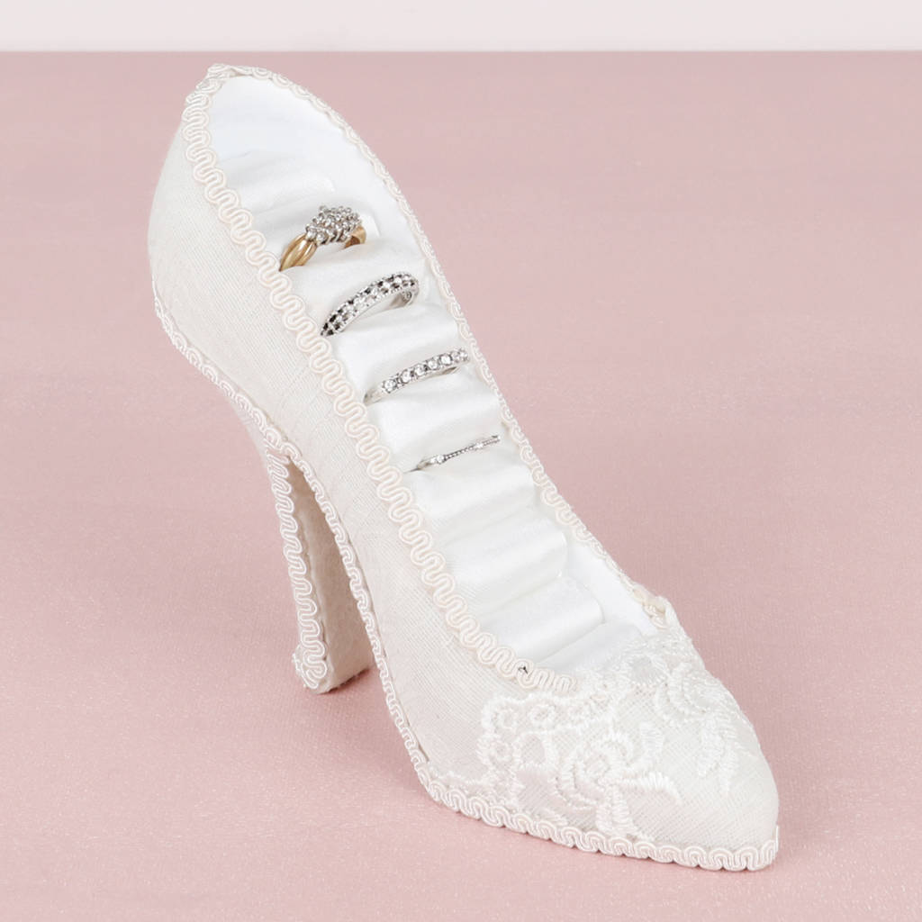 bridal lace shoe ring holder by dibor | notonthehighstreet.com