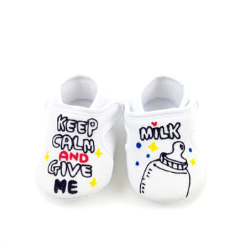 Personalised Keep Calm And Give Me Milk Shoes, 2 of 3