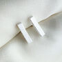 Sterling Silver Textured Bar Stud Earrings, thumbnail 2 of 5