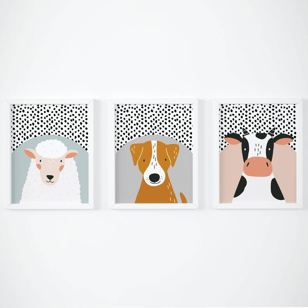 Spotty Pastel Farm Animal Prints By Lunella 