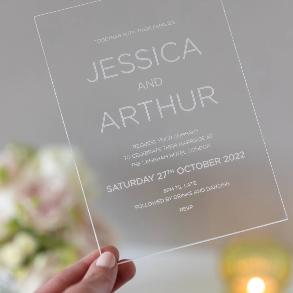 Clear Elegant Acrylic Wedding Invitations By Twenty-Seven | notonthehighstreet.com