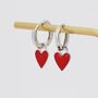 Dangling Enamel Heart Earrings In Sterling Silver, thumbnail 5 of 12