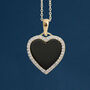 18ct Gold Plated Onyx Halo Heart Necklace, thumbnail 1 of 11