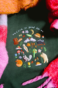 Nature Is Good For Me Embroidered Sweatshirt, 6 of 6