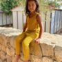 Leaf Chunky Knit Mustard Children's Dungarees, thumbnail 3 of 10