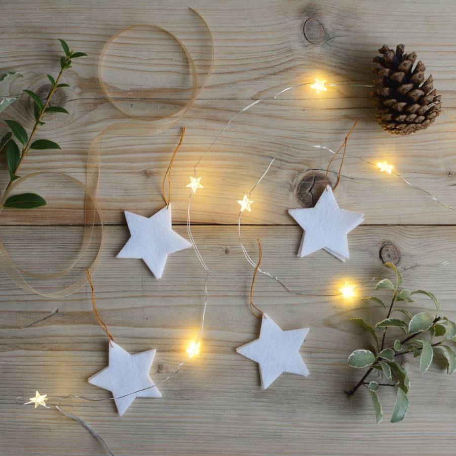 Star Christmas Tree Ornaments White Set Six