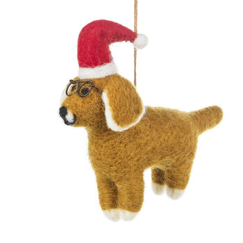 Handmade Felt Saint Dog Nicholas Christmas Decoration, 2 of 10