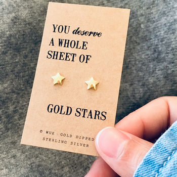 Gold Star Earrings In Sterling Silver, 2 of 8