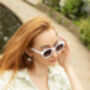 White Rounded Square Retro Pin Style Sunglasses, thumbnail 3 of 4